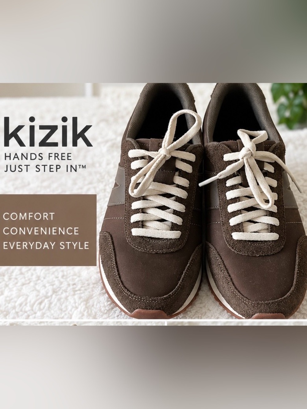 KIZIK LIMA HANDS-FREE SUEDE  BROWN WITH WHITE LACE (men’s9/women10.5)